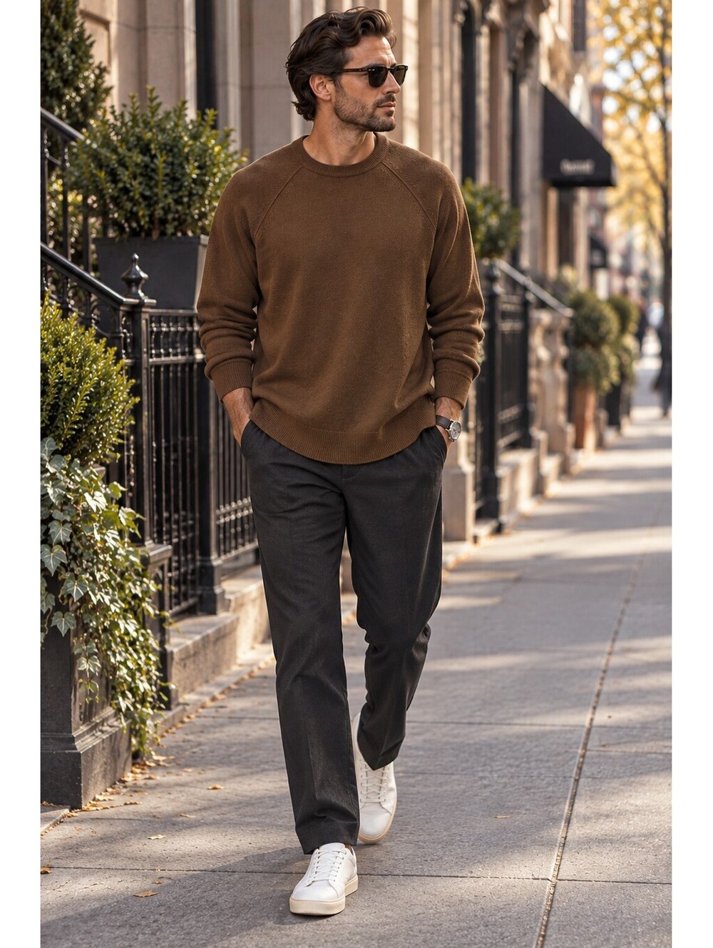Banana Republic Men Tall M 100% Italian Merino Wool Baruffa Brown Sweater